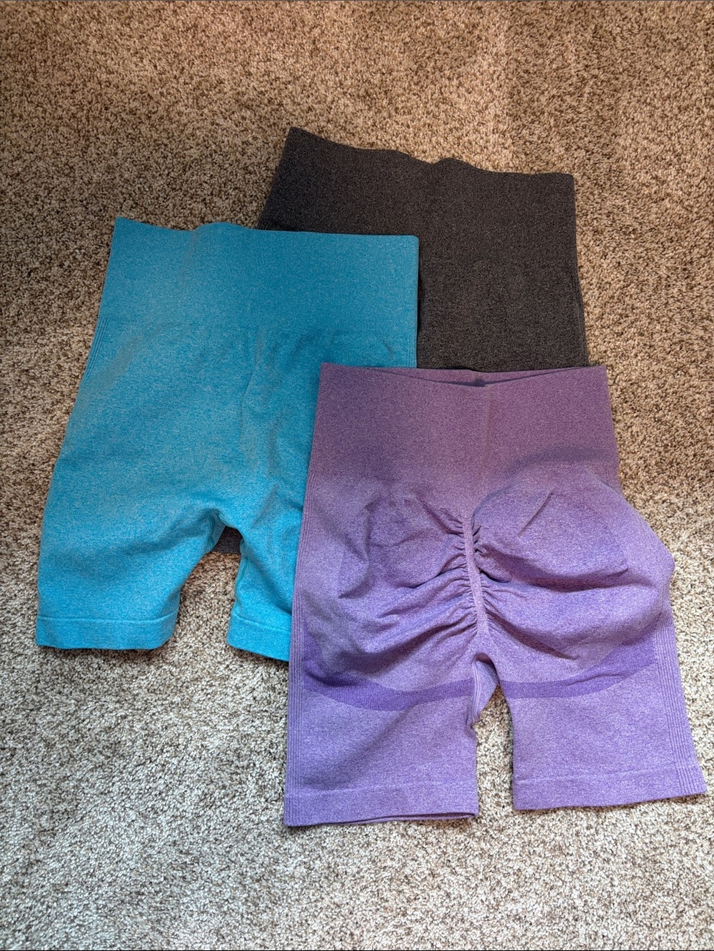 Seamless Bike Shorts - Purple, Teal, Charcoal